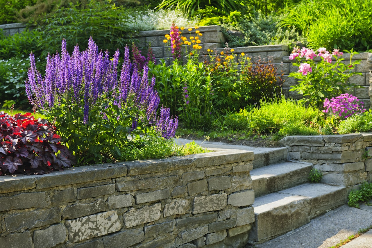 Garden with stone landscaping services